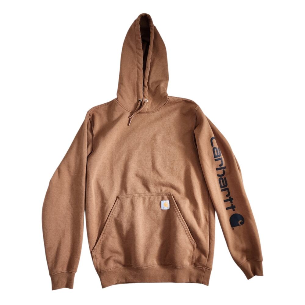 Carhartt Iconic Signature Logo Hooded Sweatshirt Size Small Front Pouch Pocket. - Picture 1 of 7